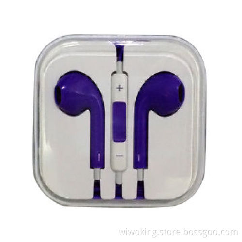 Earphones for iPhone 5, Handsfree with Colorful Crystal Box, 32 Ohms Impedance